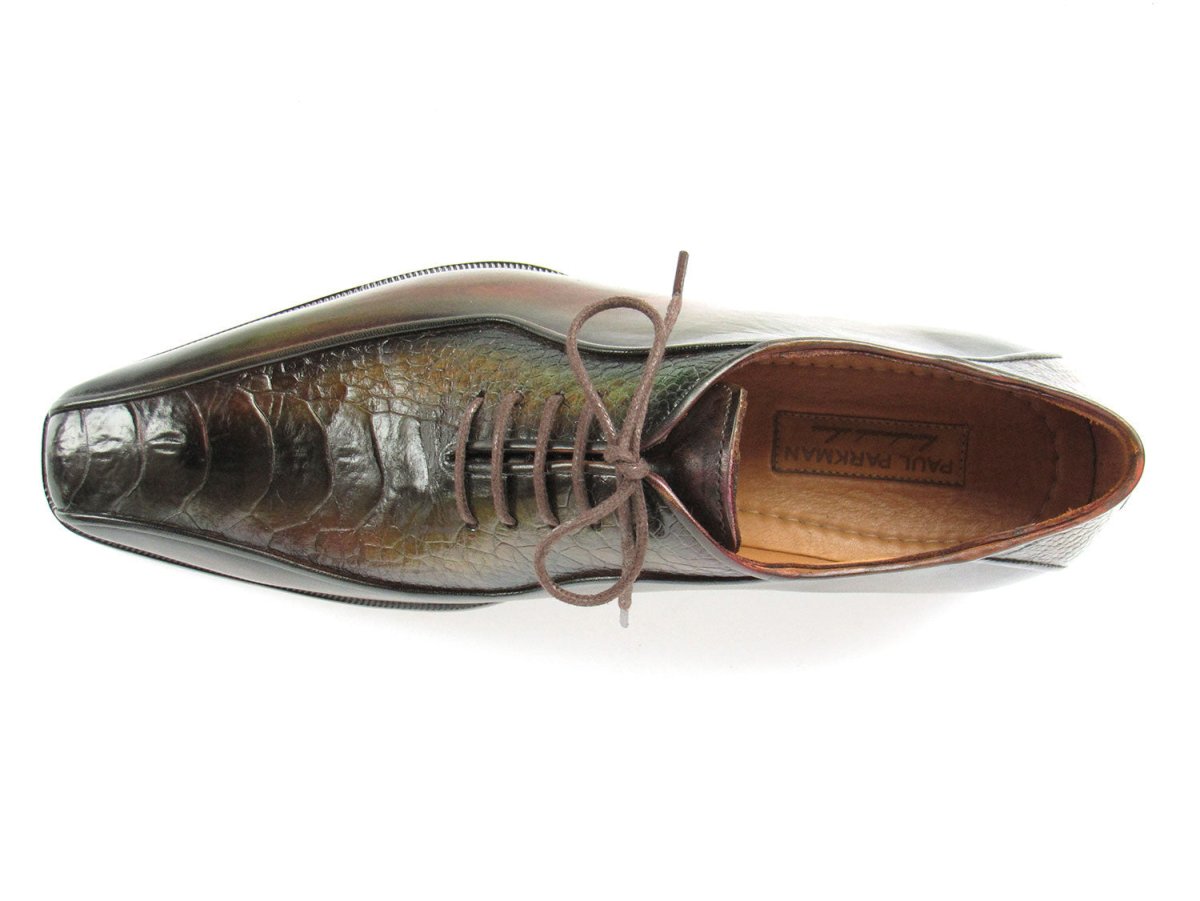 Paul Parkman Green Genuine Ostrich Leg Bicycle Toe Oxfords
