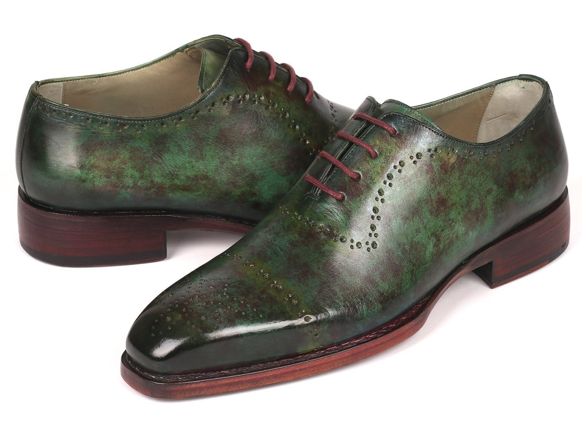 Paul Parkman Green Marble Patina Goodyear Welted Oxfords (ID56GRN37)
