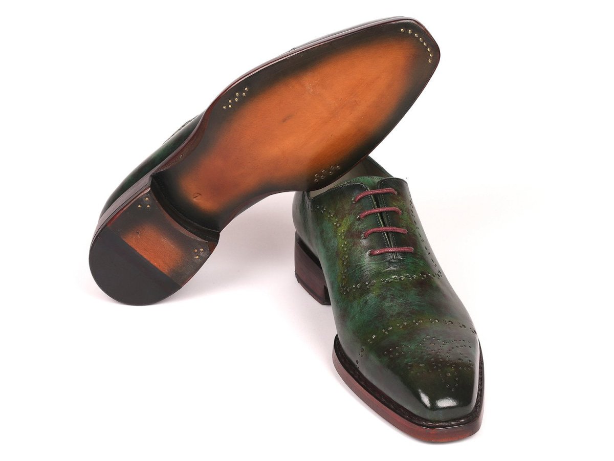 Paul Parkman Green Marble Patina Goodyear Welted Oxfords (ID56GRN37)