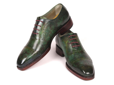 Paul Parkman Green Marble Patina Goodyear Welted Oxfords (ID56GRN37)