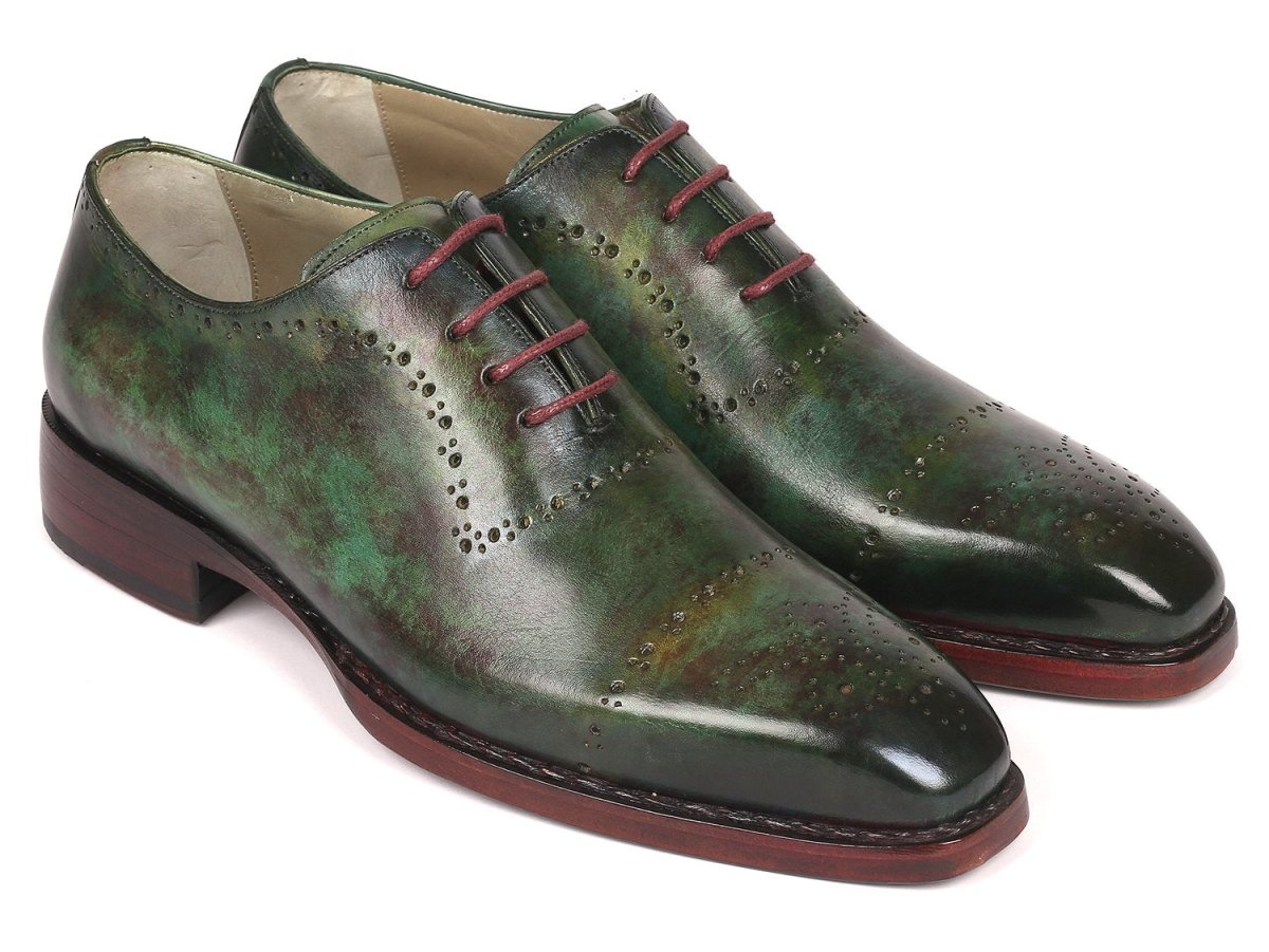 Paul Parkman Green Marble Patina Goodyear Welted Oxfords (ID56GRN37)