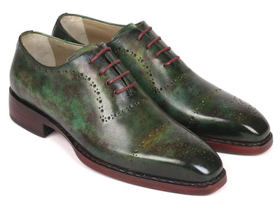 Paul Parkman Green Marble Patina Goodyear Welted Oxfords (ID56GRN37)