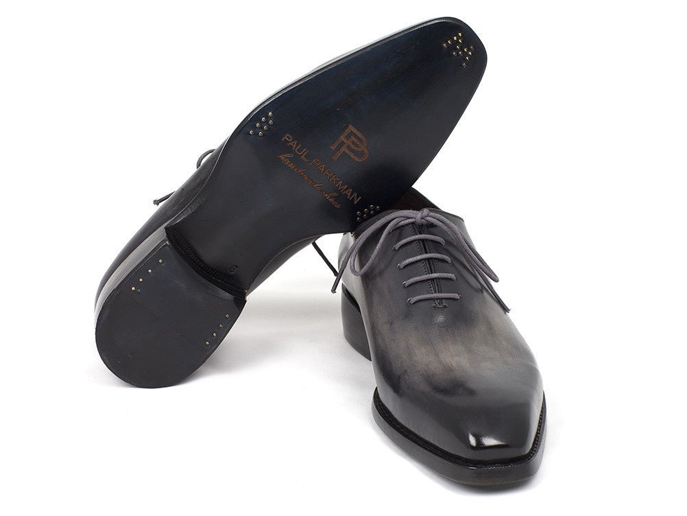 Paul Parkman Hand Painted Leather Wholecut Oxfords in Gray and Black