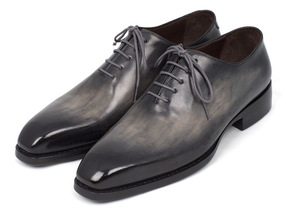 Paul Parkman Hand Painted Leather Wholecut Oxfords in Gray and Black