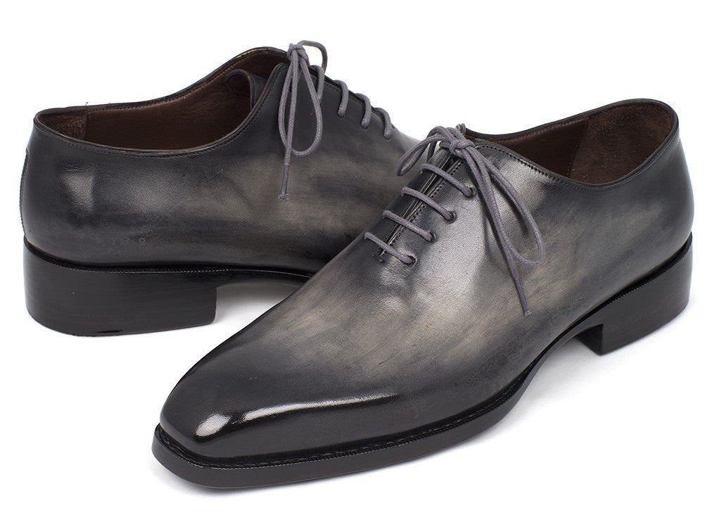 Paul Parkman Hand Painted Leather Wholecut Oxfords in Gray and Black
