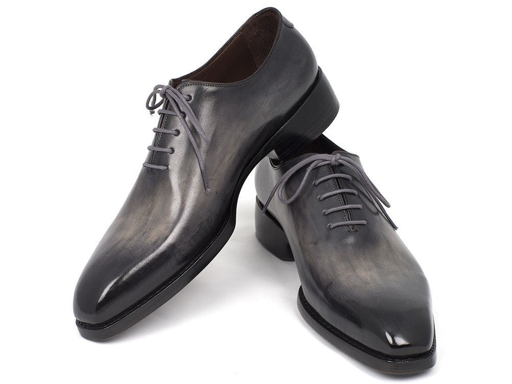 Paul Parkman Hand Painted Leather Wholecut Oxfords in Gray and Black