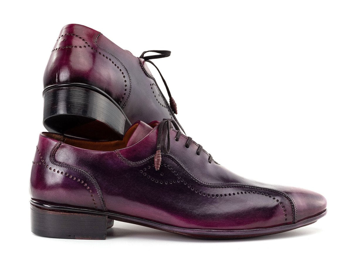 Paul Parkman Handmade Burnished Lace Up Casual Shoes in Purple