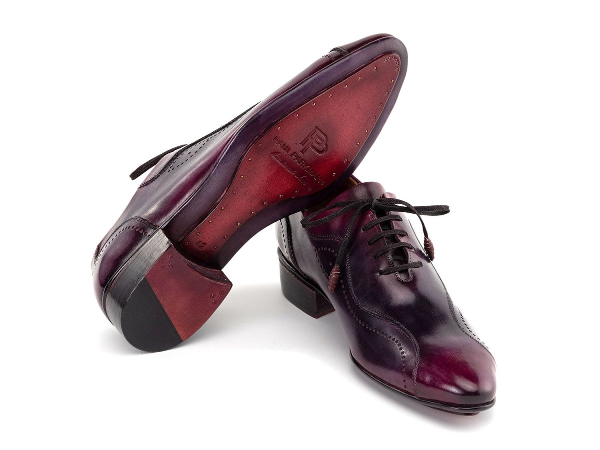 Paul Parkman Handmade Burnished Lace Up Casual Shoes in Purple