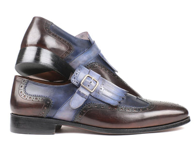 Paul Parkman Kiltie Monkstraps Blue and Brown (ID52SL79)