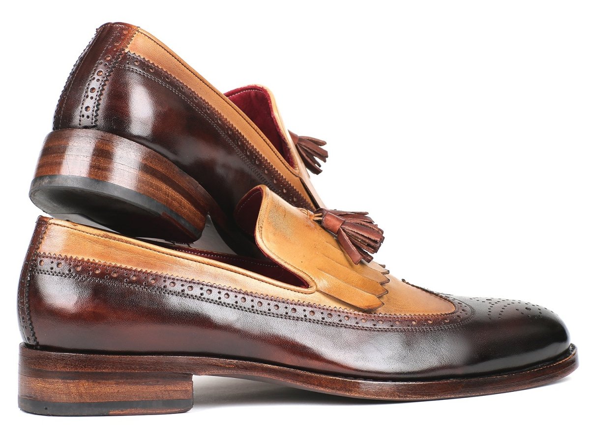Paul Parkman Kiltie Tassel Loafer Beige and Brown (IDKT57BJ)