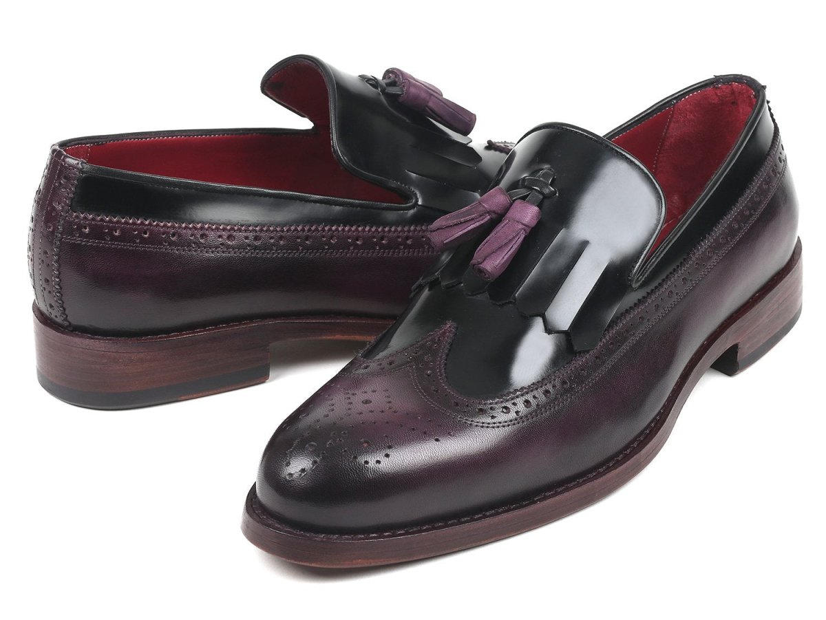 Paul Parkman Kiltie Tassel Loafer Black and Purple (IDKT92PX)