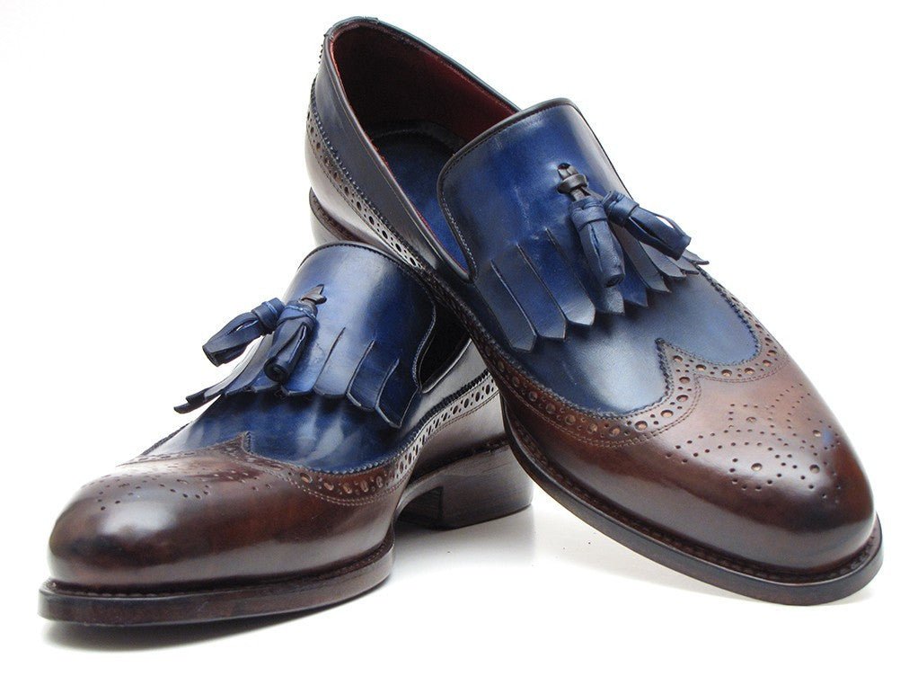 Paul Parkman Kiltie Tassel Loafer Dark Brown and Navy (IDKT44BN)