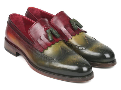 Paul Parkman Kiltie Tassel Loafer Green and Bordeaux (IDKT39RD)