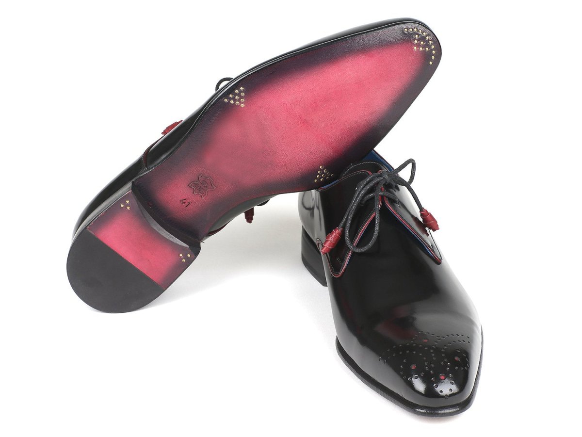Paul Parkman Medallion Toe Black Derby Shoes (ID54RG88)