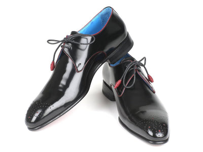 Paul Parkman Medallion Toe Black Derby Shoes (ID54RG88)
