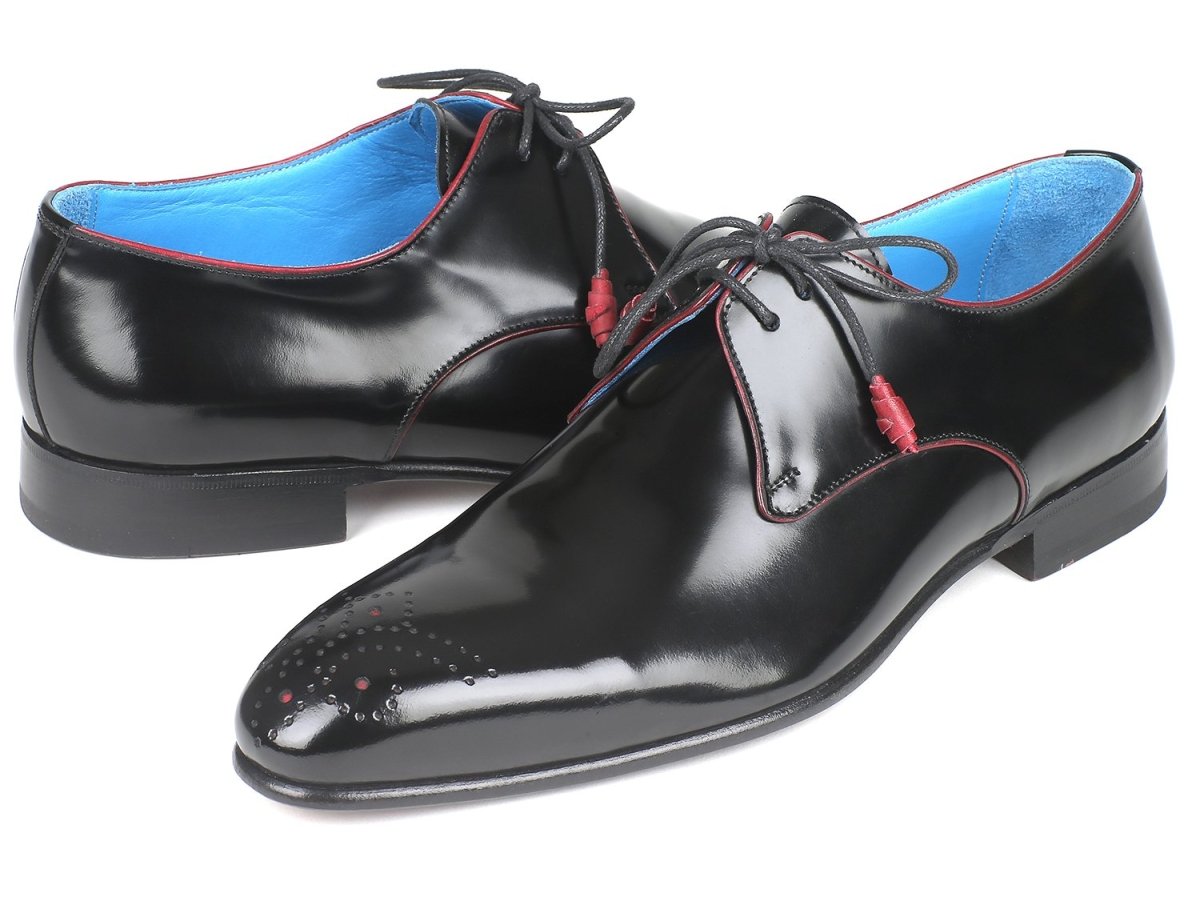 Paul Parkman Medallion Toe Black Derby Shoes (ID54RG88)