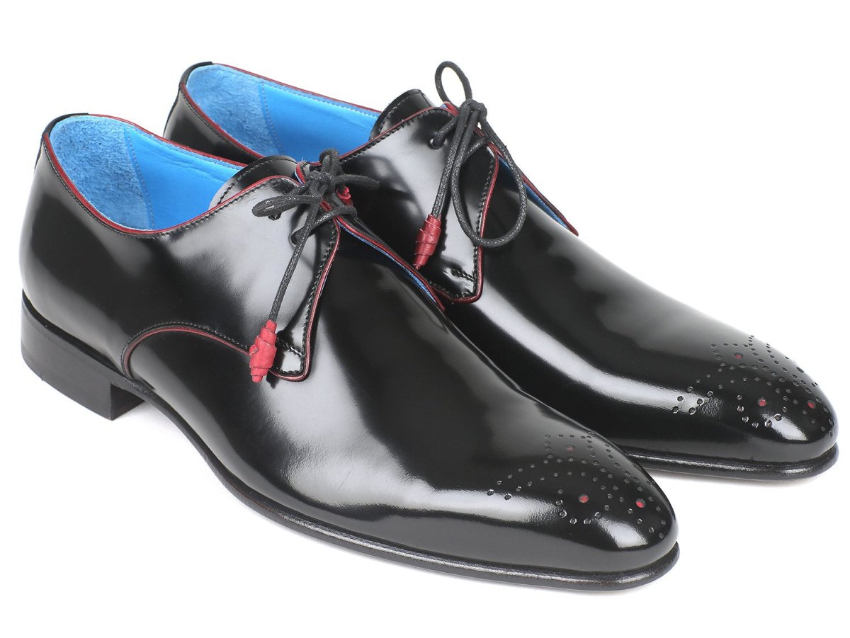 Paul Parkman Medallion Toe Black Derby Shoes (ID54RG88)
