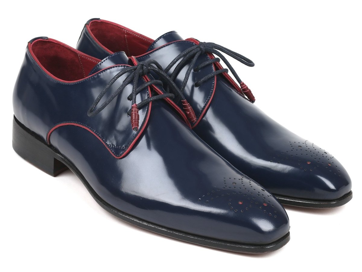 Paul Parkman Medallion Toe Derby Shoes in Navy