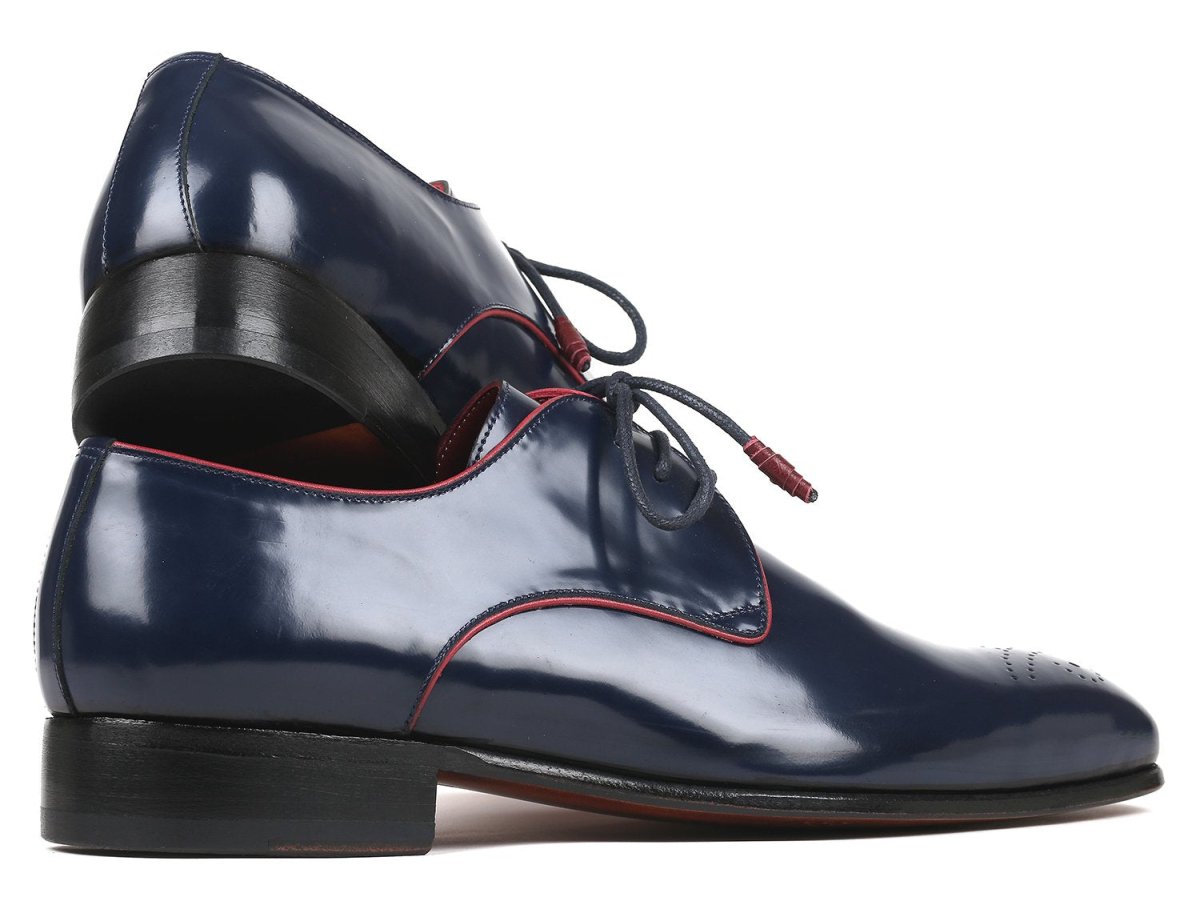 Paul Parkman Medallion Toe Navy Derby Shoes (ID57RG27)