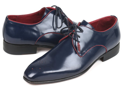 Paul Parkman Medallion Toe Navy Derby Shoes (ID57RG27)