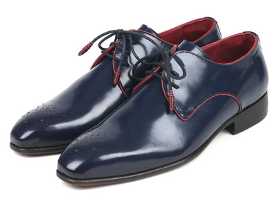 Paul Parkman Medallion Toe Navy Derby Shoes (ID57RG27)