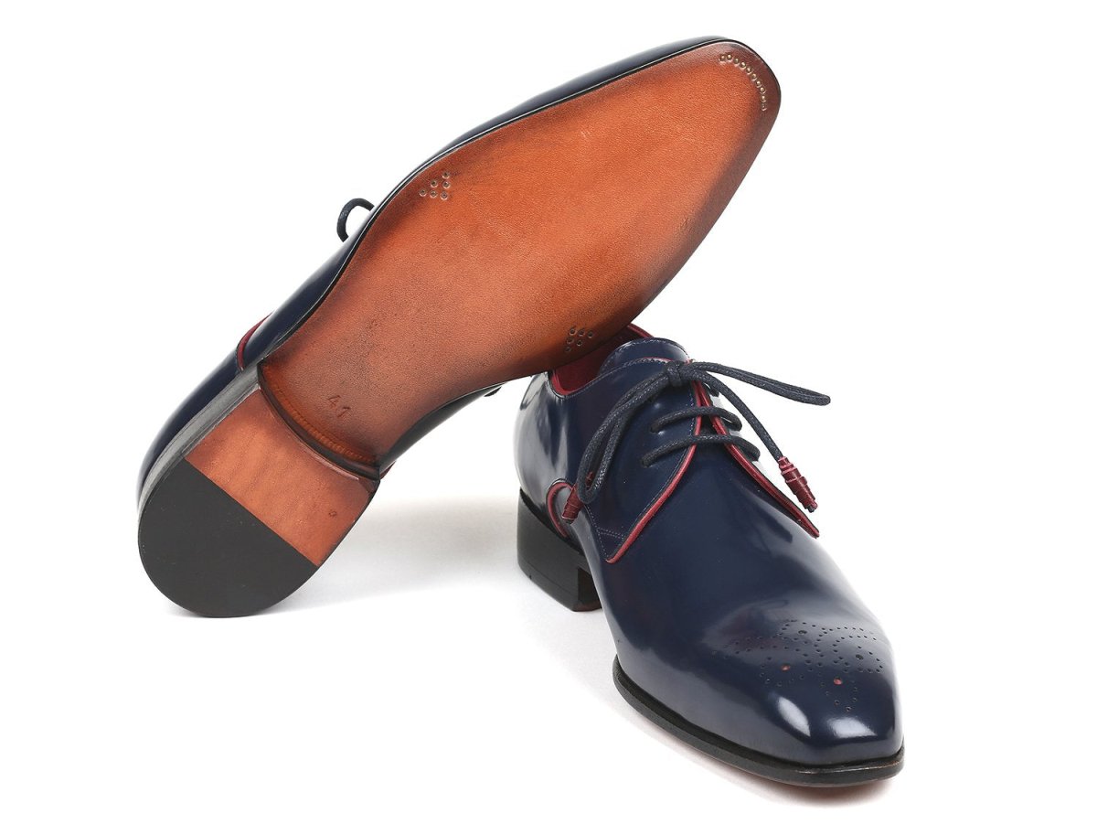 Paul Parkman Medallion Toe Navy Derby Shoes (ID57RG27)
