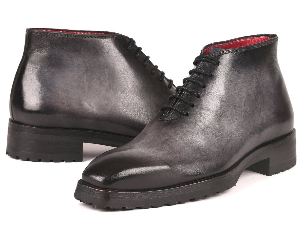 Paul Parkman Men's Ankle Boots in Gray Burnished