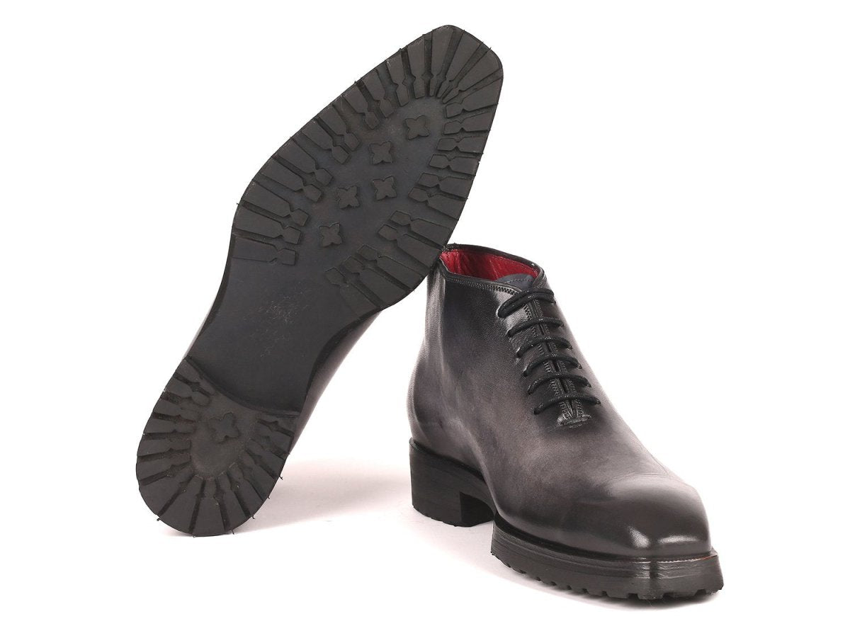Paul Parkman Men's Ankle Boots in Gray Burnished