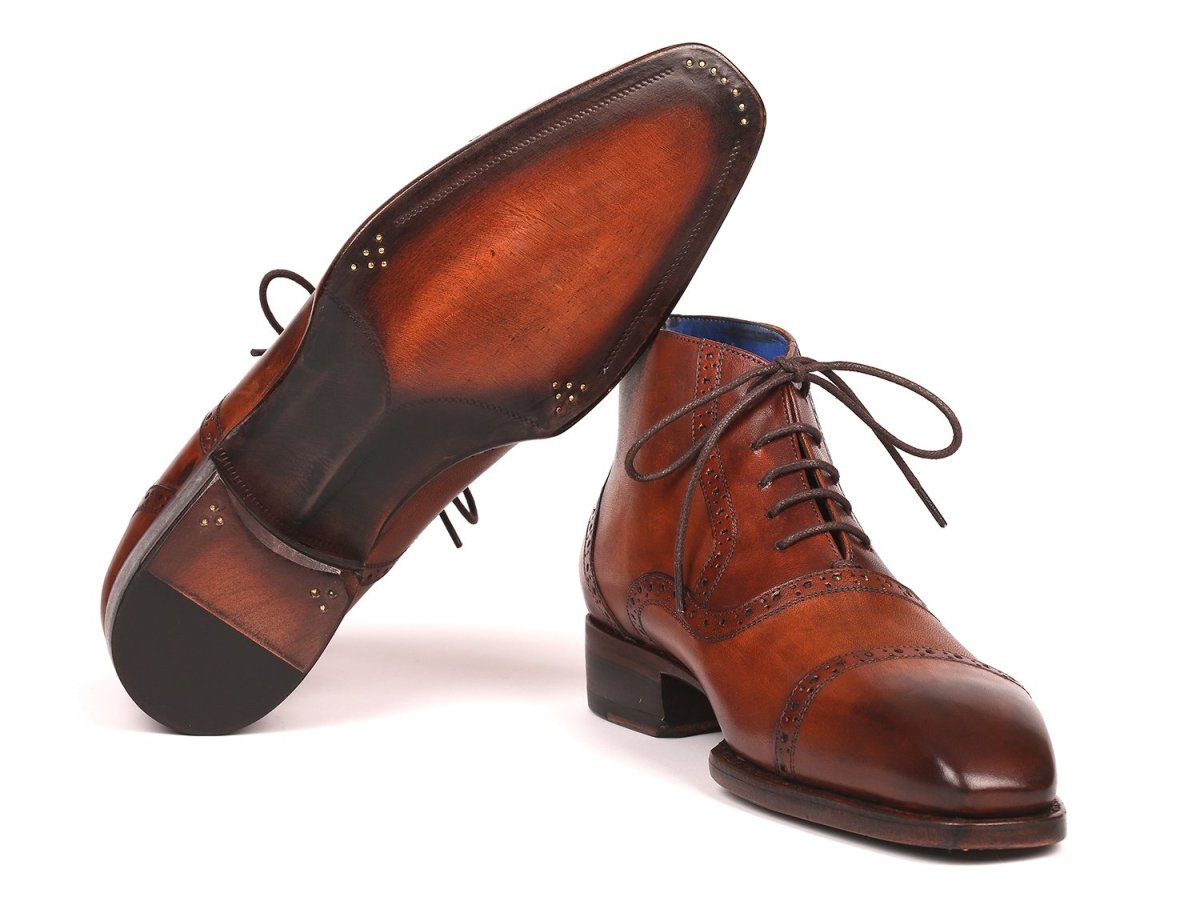 Paul Parkman Men's Antique Brown Cap Toe Ankle Boots (ID646BRW15)