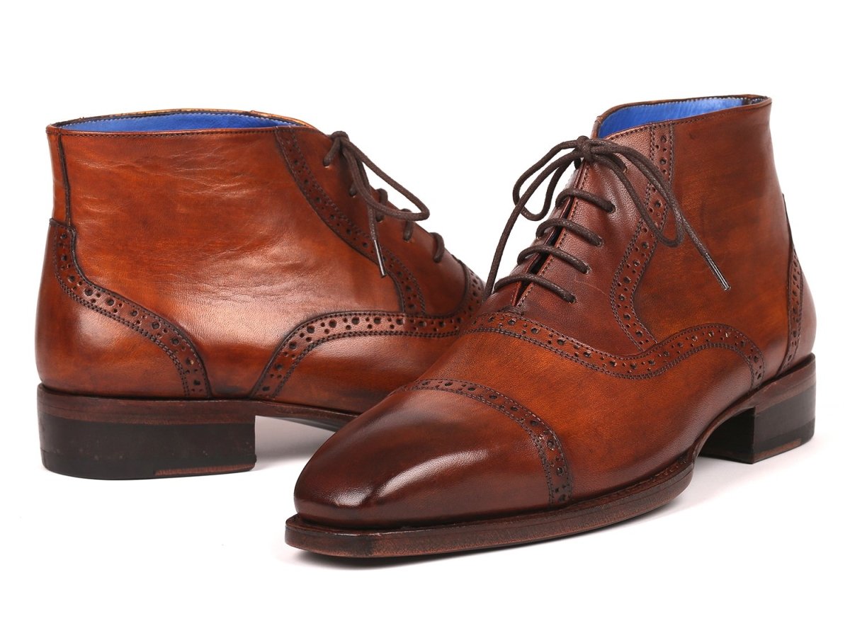 Paul Parkman Men's Antique Brown Cap Toe Ankle Boots (ID646BRW15)