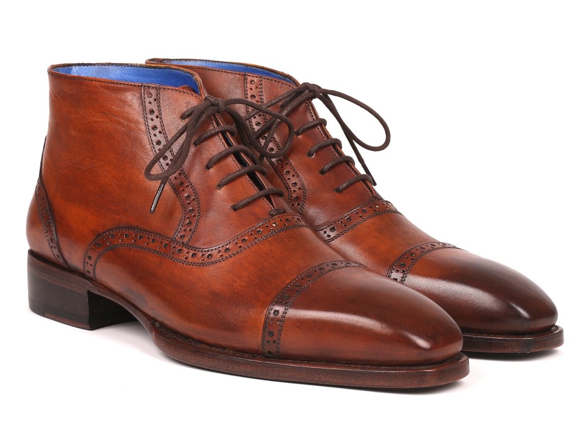 Paul Parkman Men's Antique Brown Cap Toe Ankle Boots (ID646BRW15)