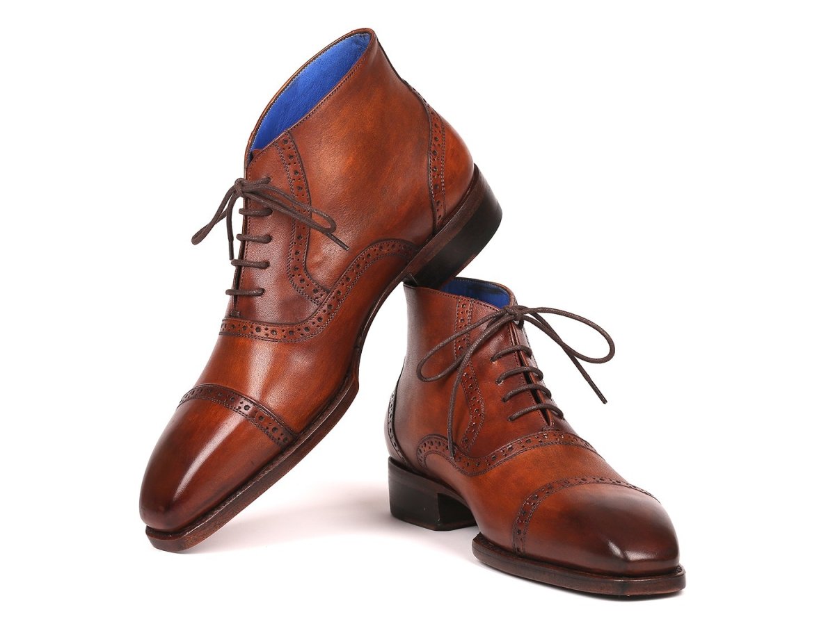 Paul Parkman Men's Antique Brown Cap Toe Ankle Boots (ID646BRW15)