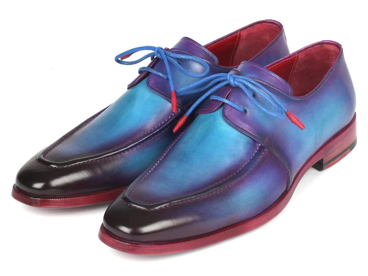 Paul Parkman Men's Apron Derby Shoes in Turquoise and Purple