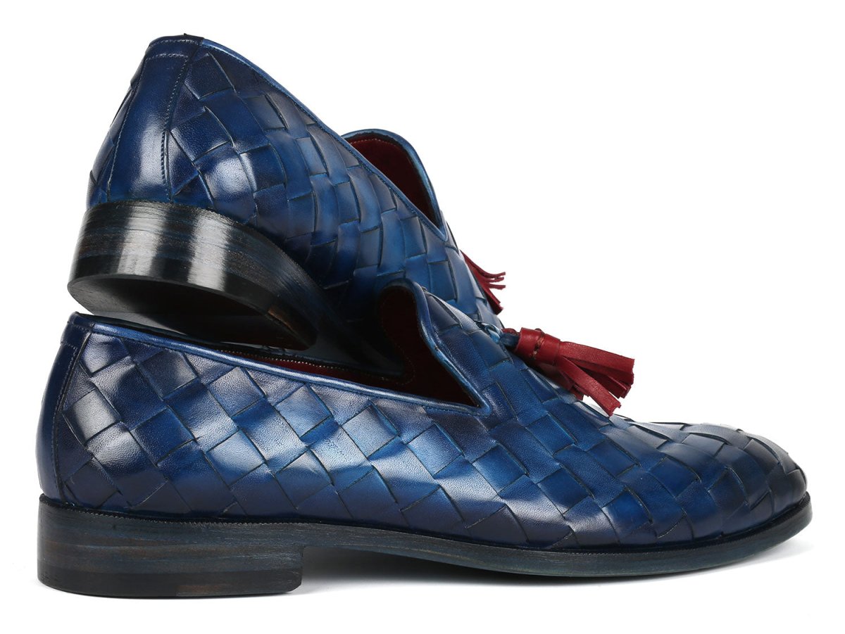 Paul Parkman Men's Big Braided Tassel Loafers Blue (ID6623 BLU)