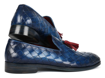 Paul Parkman Men's Big Braided Tassel Loafers Blue (ID6623 BLU)