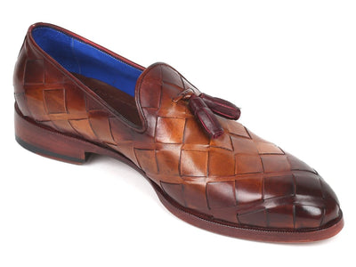 Paul Parkman Men's Big Braided Tassel Loafers Brown (ID6623 BRW)