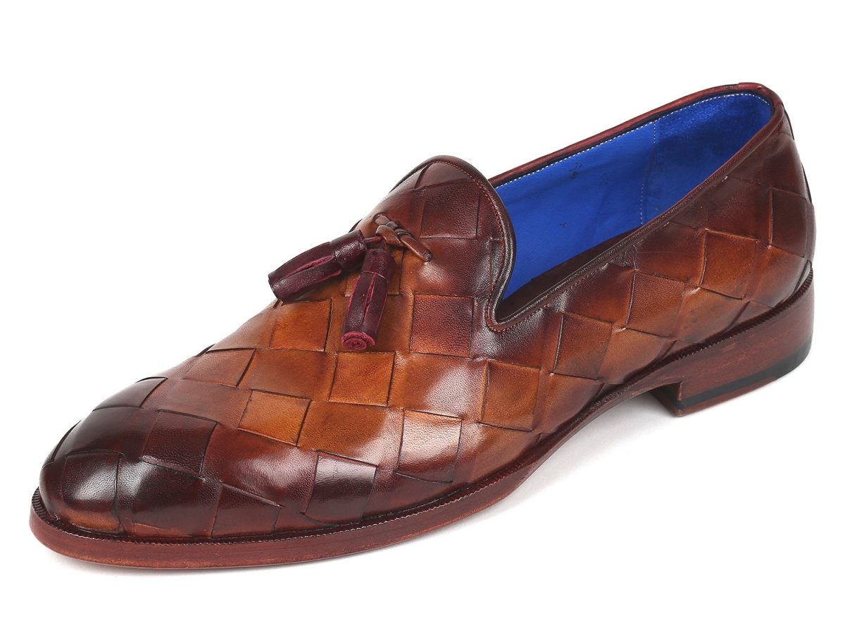 Paul Parkman Men's Big Braided Tassel Loafers Brown (ID6623 BRW)