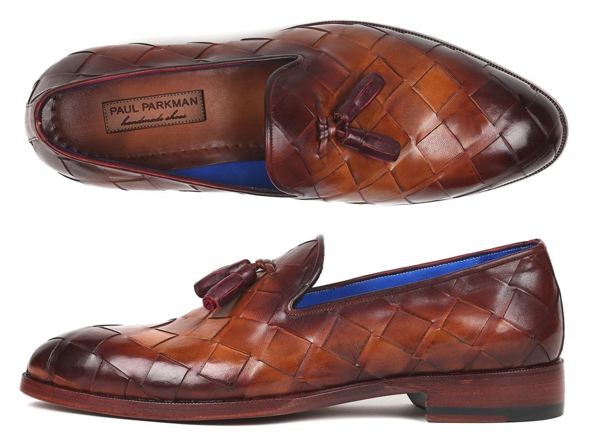Paul Parkman Men's Big Braided Tassel Loafers Brown (ID6623 BRW)