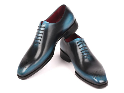 Paul Parkman Men's Black and Blue Wholecut Oxfords (IDKR884BLU)