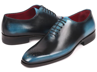 Paul Parkman Men's Black and Blue Wholecut Oxfords (IDKR884BLU)