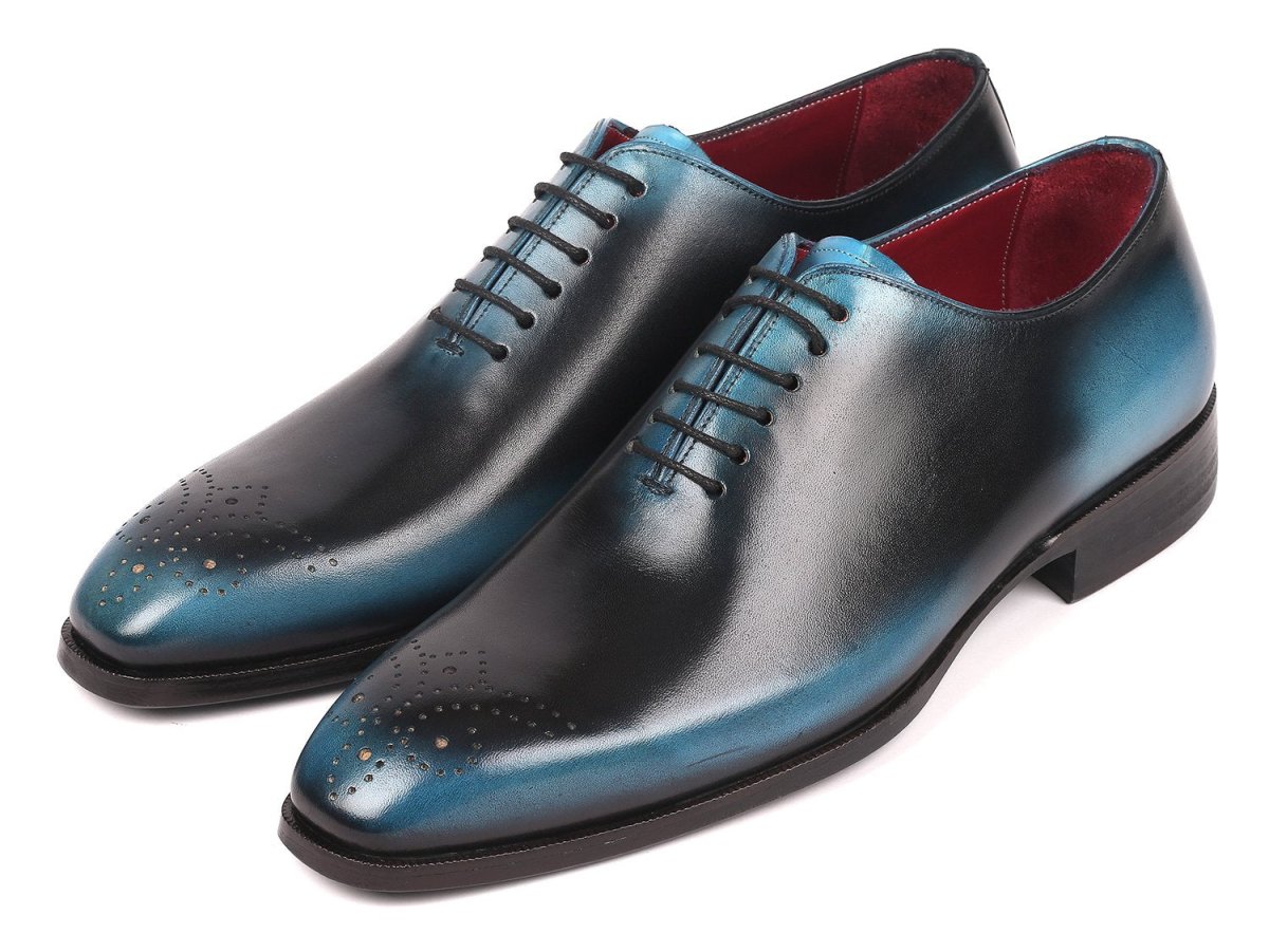 Paul Parkman Men's Black and Blue Wholecut Oxfords (IDKR884BLU)
