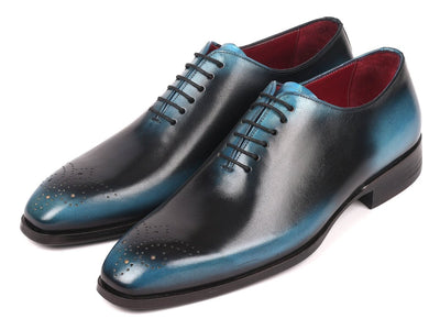 Paul Parkman Men's Black and Blue Wholecut Oxfords (IDKR884BLU)