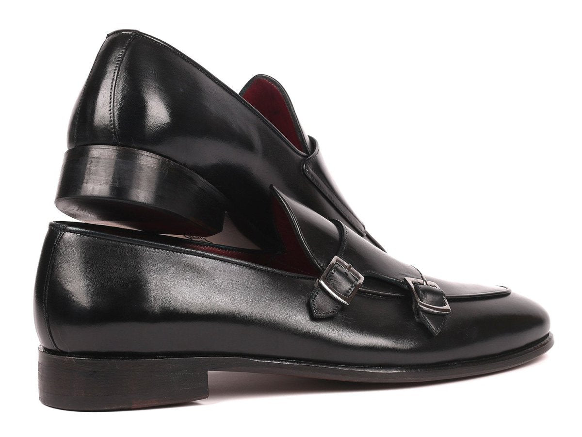 Paul Parkman Men's Black Double Monkstrap Shoes (IDHT82BLK)