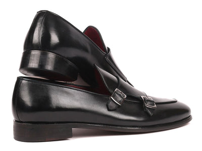 Paul Parkman Men's Black Double Monkstrap Shoes (IDHT82BLK)