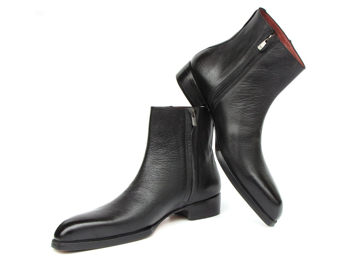 Paul Parkman Men's Black Floater Leather Side Zipper Boots