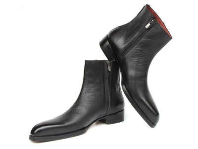 Paul Parkman Men's Black Floater Leather Side Zipper Boots