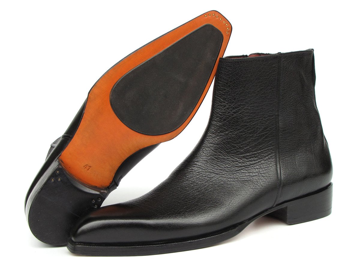 Paul Parkman Men's Black Floater Leather Side Zipper Boots