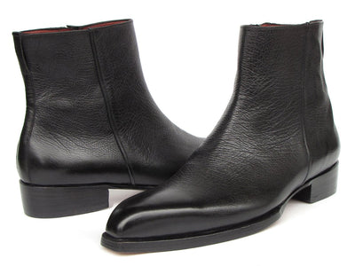 Paul Parkman Men's Black Floater Leather Side Zipper Boots