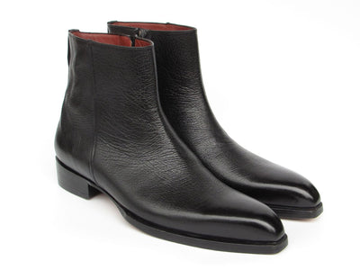 Paul Parkman Men's Black Floater Leather Side Zipper Boots
