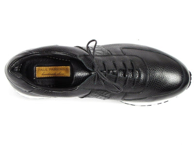 Paul Parkman Men's Black Floater Leather Sneakers (IDLP206BLK)